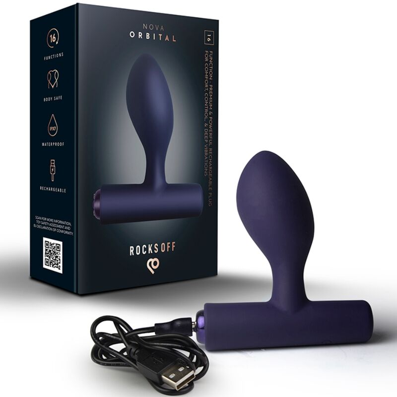 ROCKS-OFF - NOVA ORBITAL PREMIUM PLUG ANAL RECARGABLE 16 FUNCIONES AZUL